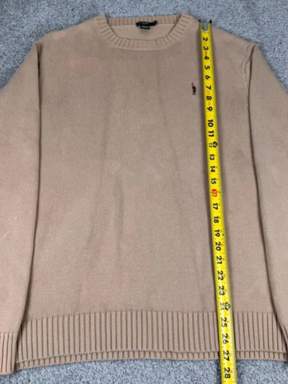 Vintage J Crew Sweater Men Camel Color Oarsman Logo Cotton Preppy Knit Size XL